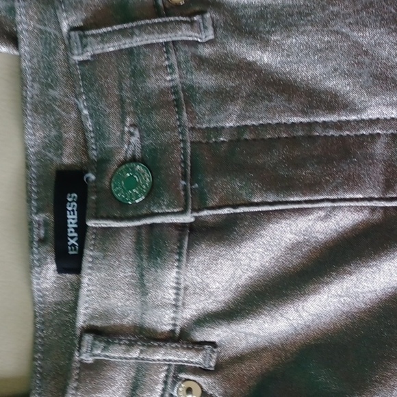 Express High-waisted Skinny Silver Metalic Pants, 10S, 24" Inseam - Picture 2 of 7